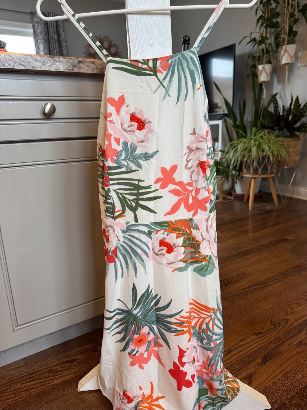 Backless Halter-Like Floral Mini Dress